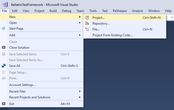 Create New Project Visual Studio